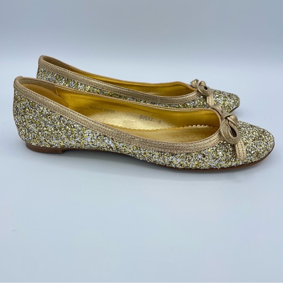 J. Crew Gold Twinkle Ballet Flats 6 - Picture 4 of 16